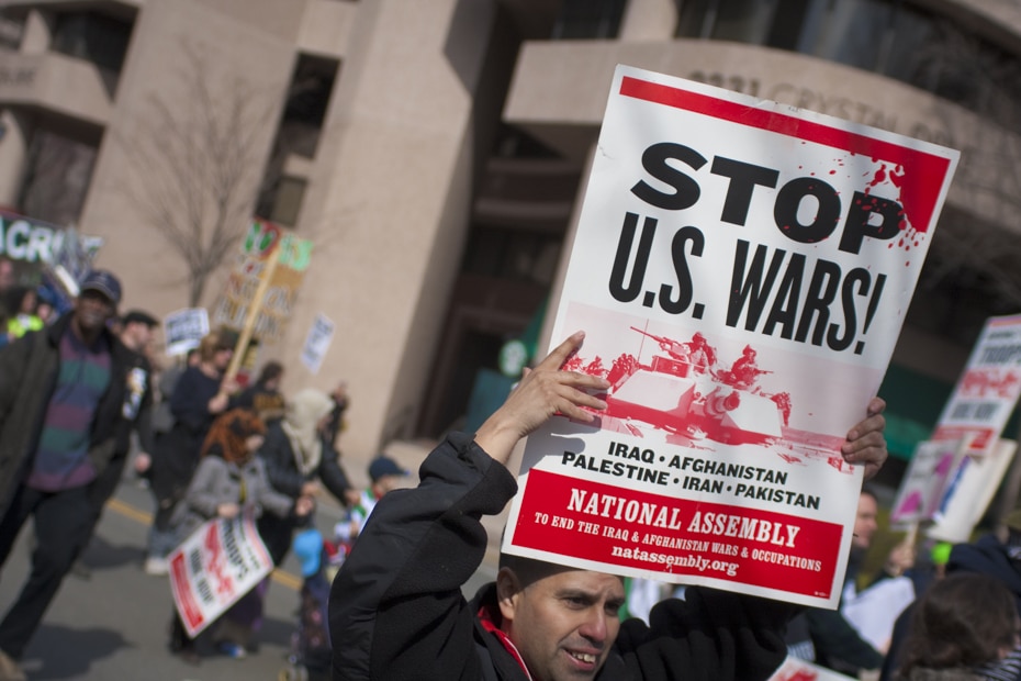 An anti-war protest in Crystal City, just outside of Washington, D.C.