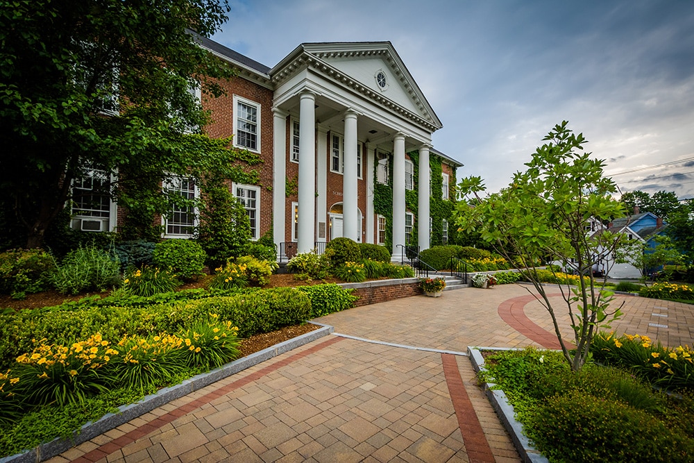 Front entrance to the University of New Hampshire Franklin Pierce School of Law, COncord, NH